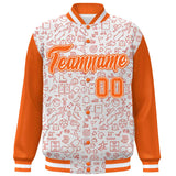 Custom Graffiti Pattern Varsity Raglan Sleeves Stitched Text Logo Letterman Bomber Baseball Jacket  Lightweight Full-Snap Jacket