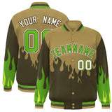 Custom Graffiti Pattern Flame Personalized Stitched Name Number Bomber Jackets Men's Varsity Full-Snap Jacket