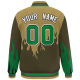 Custom Graffiti Pattern Flame Personalized Stitched Name Number Men's Varsity Bomber Full-Snap Jacket