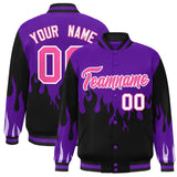 Custom Graffiti Pattern Flame Personalized Stitched Name Number Bomber Jackets  Varsity Full-Snap Jacket For Men