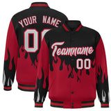 Custom Graffiti Pattern Flame Personalized Stitched Name Number Bomber Jackets  Varsity Full-Snap Jacket For Men