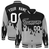 Custom Graffiti Pattern Flame Mens Varsity College Jacket Baseball  Full-Snap Sweatshirt