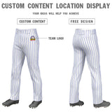 Custom White Royal Pinstripe Fit Stretch Practice Loose-fit Baseball Pants