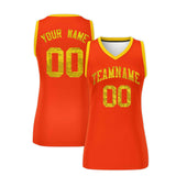 Custom Orange Gold Women Basketball Jersey Dress