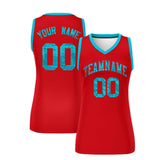 Custom Red Sky Blue Women Basketball Jersey Dress