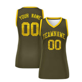 Custom Olive Gold Women Basketball Jersey Dress