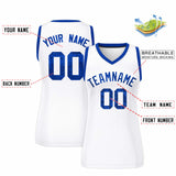 Custom White Royal Women Basketball Jersey Dress
