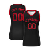 Custom Black Red Women Basketball Jersey Sequined Dress