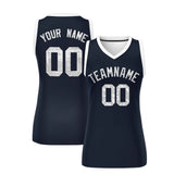 Custom Navy White Women Basketball Jersey Sequined Dress