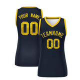 Custom Navy Gold Women Basketball Jersey Sequined Dress