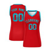 Custom Red Sky Blue Women Basketball Jersey Sequined Dress