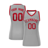 Custom Silver Red Women Basketball Jersey Sequined Dress