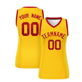 Custom Gold Red Women Basketball Jersey Sequined Dress
