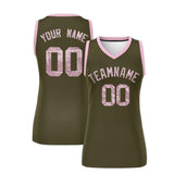 Custom Olive Light Pink Women Basketball Jersey Sequined Dress