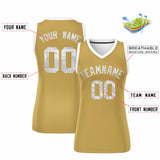 Custom Old Gold White Women Basketball Jersey Dress