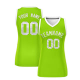 Custom Neon Green White Women Basketball Jersey Sequined Dress