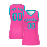 Custom Pink Sky Blue Women Basketball Jersey Sequined Dress