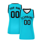 Custom Sky Blue Black Women Basketball Jersey Sequined Dress