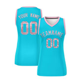 Custom Sky Blue Light Pink Women Basketball Jersey Dress