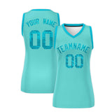 Custom Bright Green Sky Blue Women Basketball Jersey Sequined Dress