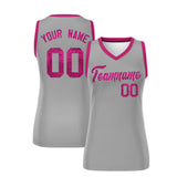 Custom Silver Pink Women Basketball Jersey Dress