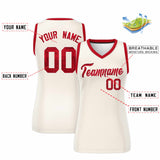 Custom Cream Red Women Basketball Jersey Dress