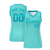 Custom Bright Green Sky Blue Women Basketball Jersey Dress