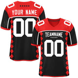 Custom Red Black Raglan Sleeves Side Blocks Pattern Authentic Football Jersey