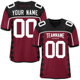 Custom Black Cardinal Raglan Sleeves Side Blocks Pattern Authentic Football Jersey