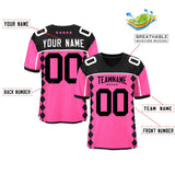 Custom Black Pink Raglan Sleeves Side Blocks Pattern Authentic Football Jersey