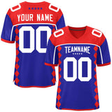 Custom Royal Red Raglan Sleeves Side Blocks Pattern Authentic Football Jersey