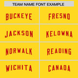 Custom Red Gold Raglan Sleeves Side Blocks Pattern Authentic Football Jersey