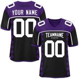 Custom Purple Black Raglan Sleeves Side Blocks Pattern Authentic Football Jersey