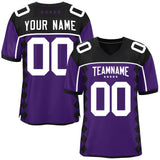 Custom Black Purple Raglan Sleeves Side Blocks Pattern Authentic Football Jersey