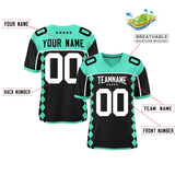 Custom Bright Green Black Raglan Sleeves Side Blocks Pattern Authentic Football Jersey