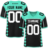 Custom Bright Green Black Raglan Sleeves Side Blocks Pattern Authentic Football Jersey