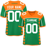 Custom Orange Kelly Green Raglan Sleeves Side Blocks Pattern Authentic Football Jersey