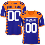 Custom Orange Royal Raglan Sleeves Side Blocks Pattern Authentic Football Jersey