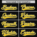 Custom Black Neon Green and Gold Sides Gradient Fashion Personalized Team Football Jersey