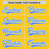Custom Gold Powder Blue and Pink Sides Gradient Fashion Personalized Team Football Jersey