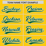 Custom Gold Kelly Green and Orange Sides Gradient Fashion Personalized Team Football Jersey