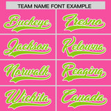 Custom Pink Neon Green and Gold Sides Gradient Fashion Personalized Team Football Jersey