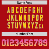 Custom Red Pink and Gold Sides Gradient Fashion Personalized Team Football Jersey