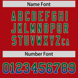 Custom Red Kelly Green and Royal Sides Gradient Fashion Personalized Team Football Jersey