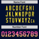 Custom Navy Pink and Gold Sides Gradient Fashion Personalized Team Football Jersey
