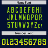 Custom Navy Neon Green and Gold Sides Gradient Fashion Personalized Team Football Jersey