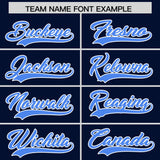 Custom Navy Powder Blue and Pink Sides Gradient Fashion Personalized Team Football Jersey