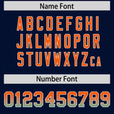 Custom Navy Orange and Bright Green Sides Gradient Fashion Personalized Team Football Jersey