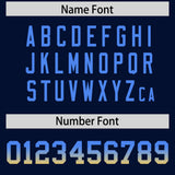 Custom Navy Powder Blue and Gold Sides Gradient Fashion Personalized Team Football Jersey