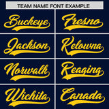 Custom Navy Orange and Gold Sides Gradient Fashion Personalized Team Football Jersey